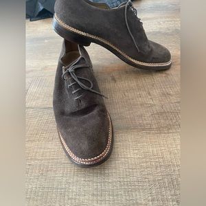 Brown Suede Shoes. Leather Stitched Sole Excellent Condition